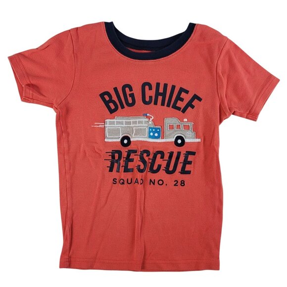 2/$15 Carter's 2 PC Pajamas Red SZ 8 Fire Truck Chief Rescue Short Sleeve Shorts - Picture 2 of 10